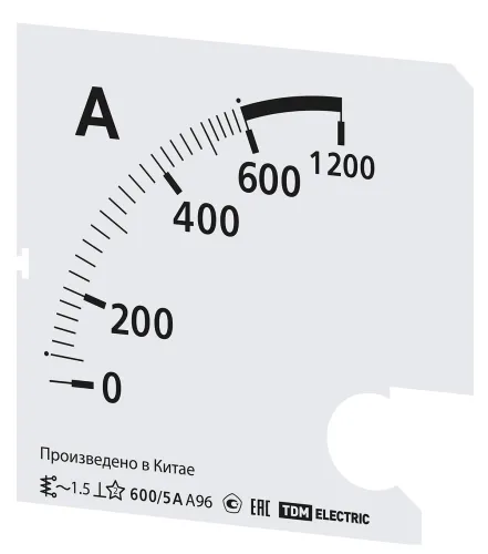 Шкала для амперметра TDM Electric Ш96 600/5А-1.5, белая