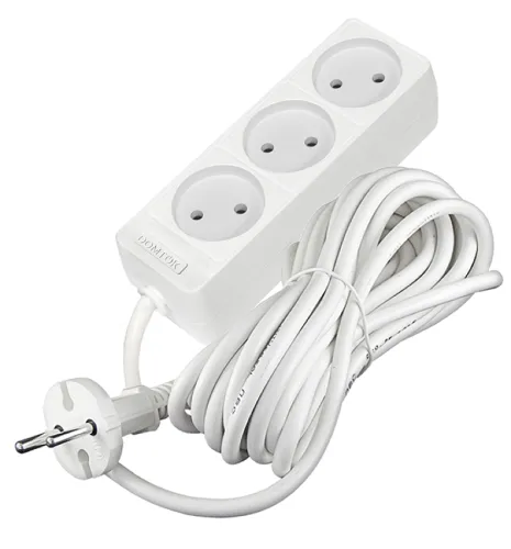 Удлинитель бытовой DOMTOK / Домток Лидер без заземления, 2200Вт IP20, 5 метров, 3 розетки белый, 2372