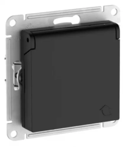 Розетка Systeme Electric AtlasDesign, 16А 250В IP20, карбон