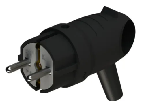 Вилка электрическая Systeme Electric с заземлением, черная, IP44
