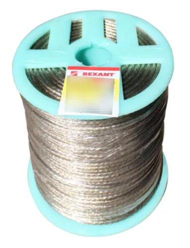 Трос REXANT в ПВХ изоляции, стальной, диаметр 3.5мм, 200м