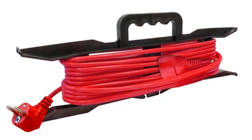 Удлинитель силовой на рамке DOMTOK / Домток с заземлением красный, 1 штепсельное гнездо, 2200Вт, 10м, 2478 / электрика