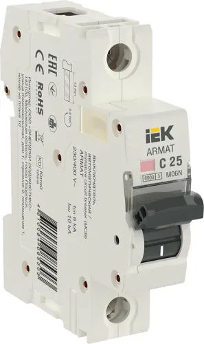 Автоматический выключатель IEK / ИЭК Armat M06N, 1Р 25А характеристика С 6кА, AR-M06N-1-C025 / электроавтомат