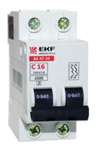 Автоматический выключатель EKF ВА47-29 Basic 2Р 20А С 4.5кА