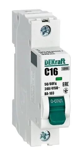 Автоматический выключатель DEKraft ВА-103, 1Р 16А, 12273DEK