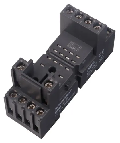 Разъем Shenler / Шенлер SKB14-E для крепления промежуточного реле с винтовыми зажимами на рейку DIN35/панель, из пластика, черный, до 10А / электрика