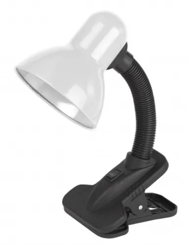 Лампа настольная ЭРА N-212-E27-40W-W на прищепке 220V белый, Б0035059 / светильник