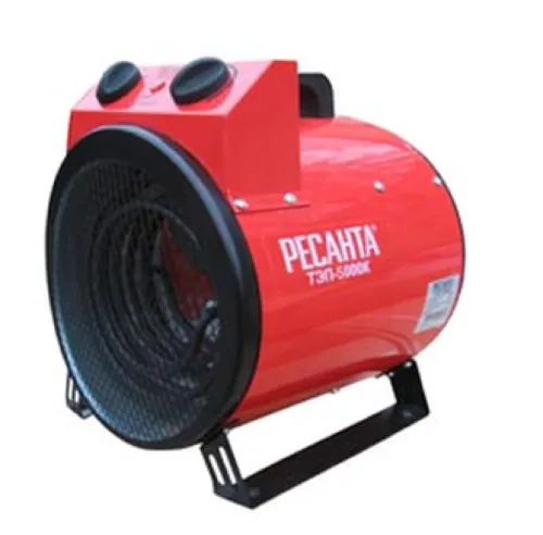 Тепловая пушка электрическая Ресанта ТЭП-5000К в металлическом корпусе круглая красная размер 425х345х350мм, мощность 5кВт, 67/1/5 / обогреватель