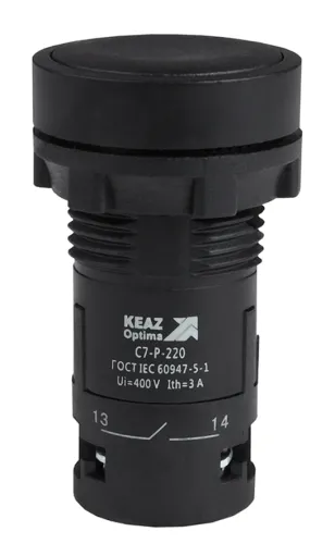 Кнопка КЭАЗ OptiSignal Compact D22 C7-P-220, 2НО, черная, IP40