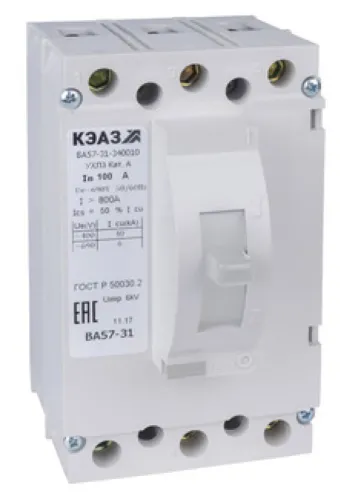 Автоматический выключатель КЭАЗ ВА57-31-340010-100А-1200-690AC-УХЛ3 литой корпус, 108427 / электроавтомат