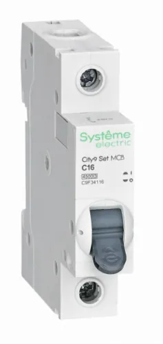 Автоматический выключатель Systeme Electric / Систем Электрик Сity9 Set, 1П 16A характеристика С, 4.5кА, C9F34116 / электроавтомат