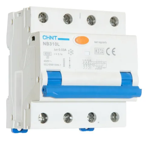 Дифференциальный автомат CHINT NB310L 3P+N 30мА 25А 660015