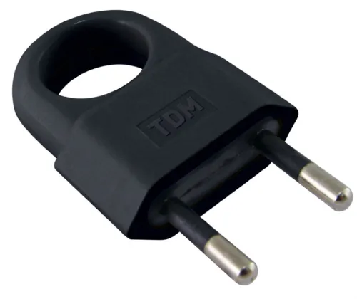 Вилка TDM Electric евро без заземления, черная, IP20, 250В, 10А