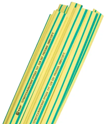 Термоусадочная трубка EKF / ЕКФ PROxima ТУТнг без клеевого слоя 10/5 полиолефин желто-зеленая длина 1м диаметр 10(5)мм, tut-10-yg-1m, 1шт. / термотрубка