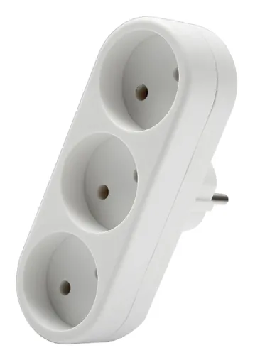 Разветвитель DOMTOK плоский без заземления, 3 розетки, 2655