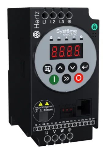 Частотный преобразователь Systeme Electric / Систем Электрик STV050 Hertz, LED панель оператора, 2.1А, 0.4кВт, 599Гц, 220В, IP20 / электрика