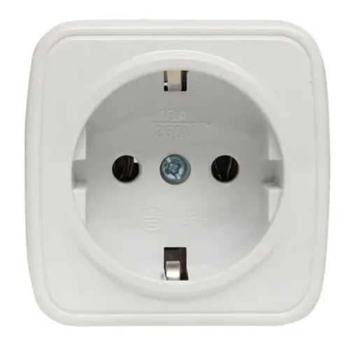 Розетка силовая штепсельная EKF / ЕКФ Basic Минск одноместная ОП, 16А 230В IP20, белая, с заземляющими контактами, EGR16-028-10 / электрооборудование