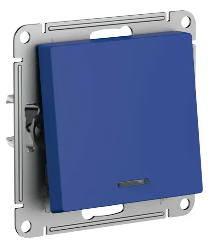 Выключатель Systeme Electric / Систем Электрик AtlasDesign механизм с подсветкой, 10АХ схема 6а, аквамарин одноклавишный, ATN001163 / переключатель