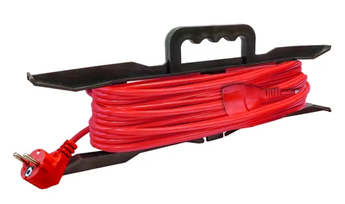 Удлинитель силовой на рамке DOMTOK / Домток с заземлением красный, 1 штепсельное гнездо, 2200Вт, 40м, 2481 / электрика