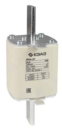 Вставка плавкая КЭАЗ ППН-37-X3-2-63А-УХЛ3, 63А 500В, 111392 / предохранитель