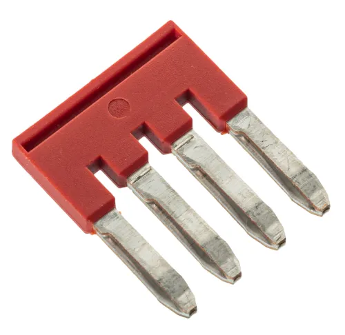 Перемычка для клеммной колодки DKC / ДКС вставная для клемм на 2.5 кв.мм, красный, 4 полюса, 24А, 1000В / электрика