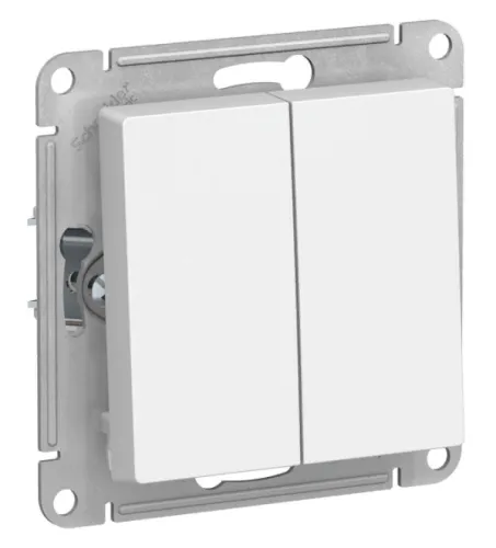 Выключатель Systeme Electric / Систем Электрик AtlasDesign механизм с самовозвратом схема 2, 10А белый 71х40мм двухклавишный, ATN000117 / переключатель