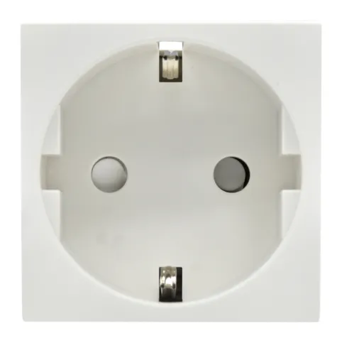 Розетка силовая штепсельная IEK / ИЭК PRIMER РКС-20-30-П-К с заземляющим контактом, защитной шторкой и винтовым зажимом (2 модуля), белая