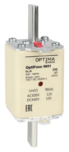 Вставка плавкая КЭАЗ OptiFuse NH1-200-gG-УХЛ3, габарит NH1 200А 690В, 374945 / предохранитель