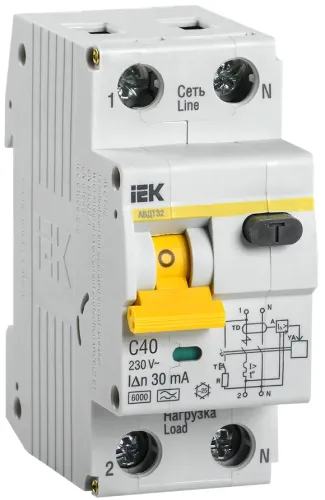 Дифф. автомат IEK АВДТ-32 2P 30мА 40А MAD22-5-040-C-30
