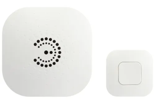 Звонок дверной беспроводной ЭРА BIONIC White с 36 мелодиями и влагозащищенной кнопкой, белый, IP20, радиус действия 100м, Б0061074 / устройство для оповещения