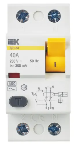 Устройство защитного отключения IEK ВД1-63 40A 300мА IP20