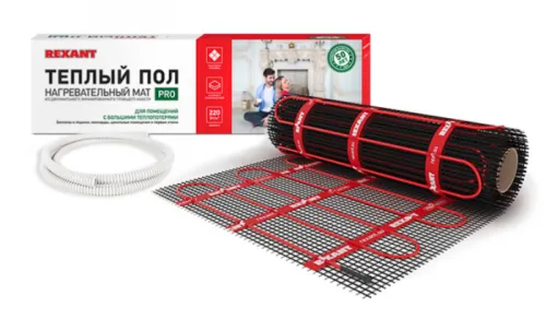 Нагревательный мат REXANT / Рексант PRO RNX-1.5-330 под плитку, без терморегулятора, двухжильный с экраном, 0.5х3м, площадь 1.5кв.м, максимальная мощность 330Вт / теплый пол электрический