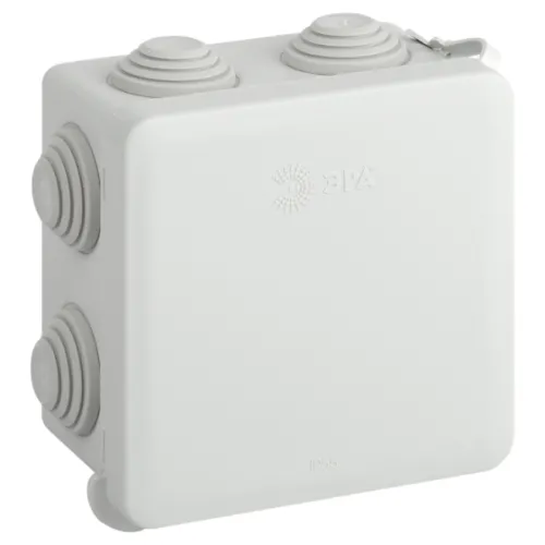 Распределительная коробка ЭРА KOR-80-80-50-7gv-MP, наружная серая, 80х80х50мм, открытой установки, 7 гермовводов, IP55, Б0069877 / распаячная