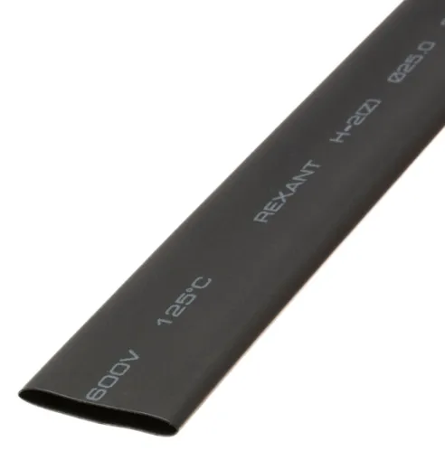 Термоусадочная трубка REXANT / Рексант ТУТнг без клеевого слоя, полиолефин, черный, длина 1м, диаметр 25(12.5)мм, 1шт. / термотрубка