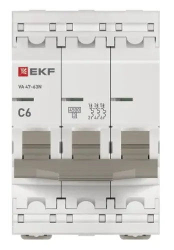 Автоматический выключатель EKF PROxima ВА 47-63N 3P 6A M634306C