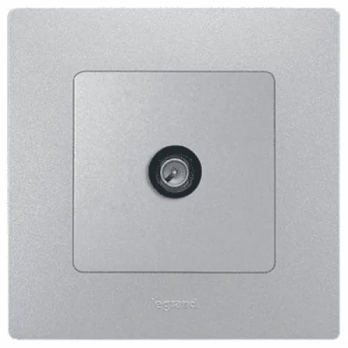 Розетка телевизионная Legrand Etika TV, 5-862МГц, 672451, цвет алюминий