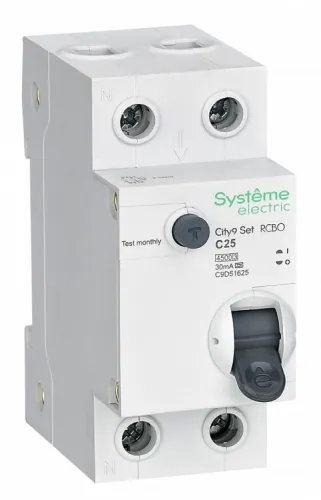 Дифференциальный автомат Systeme Electric City9 Set 1P+N 25A 30мA