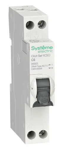Дифференциальный автомат Systeme Electric City9 Set 1P+N 6А