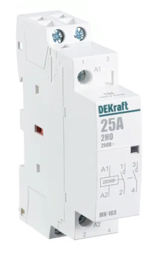 Контактор модульный DEKraft / Декрафт МК-103 АС 1 модуль IP20 2NO 230В 25А 50Гц, 18064DEK / коммутационное оборудование