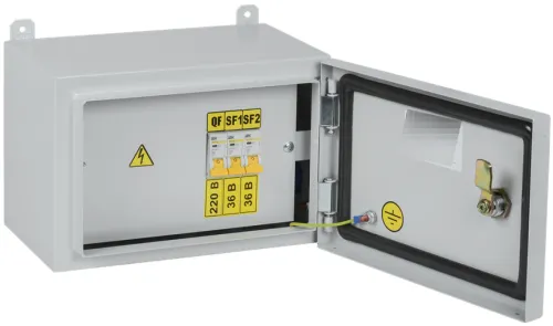 Ящик силовой IEK / ИЭК ЯТП-0.25 230/36-3 УХЛ2 с понижающим трансформатором, в металлическом корпусе, серый, 300×190×210мм, 50Гц, 2/7А, IP54 / электрика