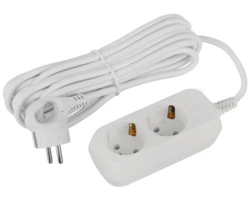 Удлинитель бытовой ЭРА UDL-16-250-E Greenline с заземлением, ПВС 3х1мм², 5 метров, 2 розетки белый Б0065014 / сетевой фильтр