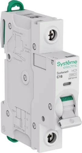 Автоматический выключатель Systeme Electric Systeme9, 1P 16А 230В, С, 10кА