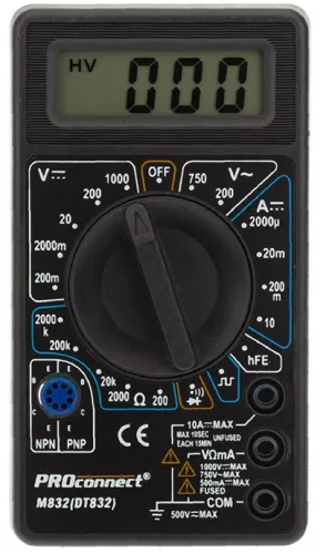 Мультиметр цифровой PROconnect DT-832, 13-3012, прозвонка