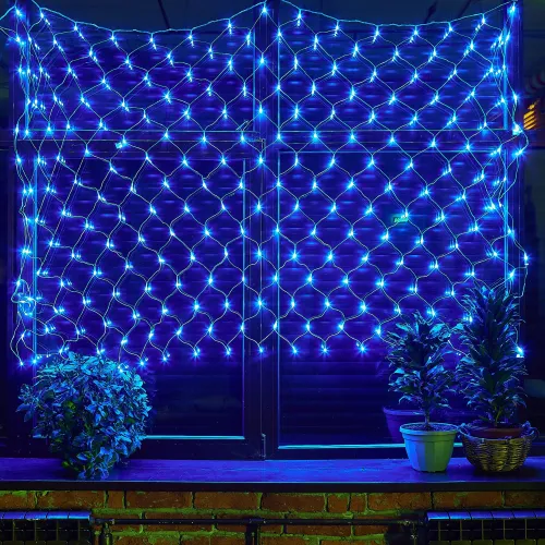Гирлянда Uniel / Юниэль ULD-N2520-240/DTA BLUE Сетка с контроллером, пластик, 240 световых точек синий, IP20, 2.5х2м / новогодние украшения для декора дома