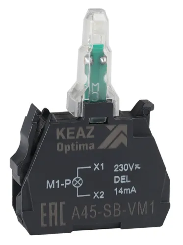 Световой блок КЭАЗ OptiSignal D22 A45-SB-VM3 для устройств управления и сигнализации с защитой от наводок, зеленый, 110-230В AC/DC ZBVM3 / электрика