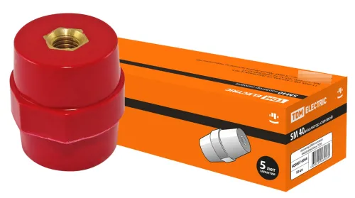 Изолятор TDM Electric / ТДМ Электрик SM-40 силовой для крепления токоведущих шин, Н40хD40хМ10мм, красный, SQ0807-0044 / электрика