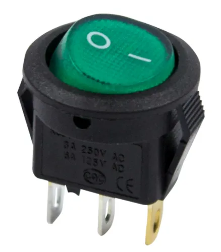 Выключатель клавишный REXANT Micro ON-OFF, зеленый, 3А 250В IP30