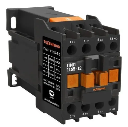 Пускатель ручной кнопочный Техэнерго ПМЛ 1165-12=24В в пластиковом корпусе, черный 1з, 690В, 12А, IP20, te00137535