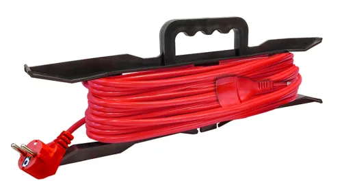 Удлинитель силовой на рамке DOMTOK / Домток с заземлением красный, 1 штепсельное гнездо, 2200Вт, 50м, 2482 / электрика