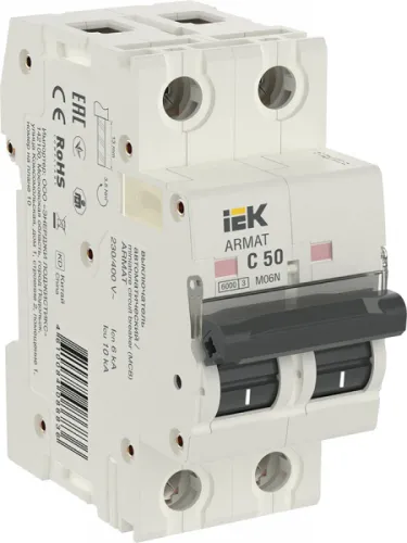 Автоматический выключатель IEK Armat M06N, 2P 50A C 6kA AR-M06N-2-C050